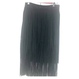 Zara Black Suede Fringe skirt